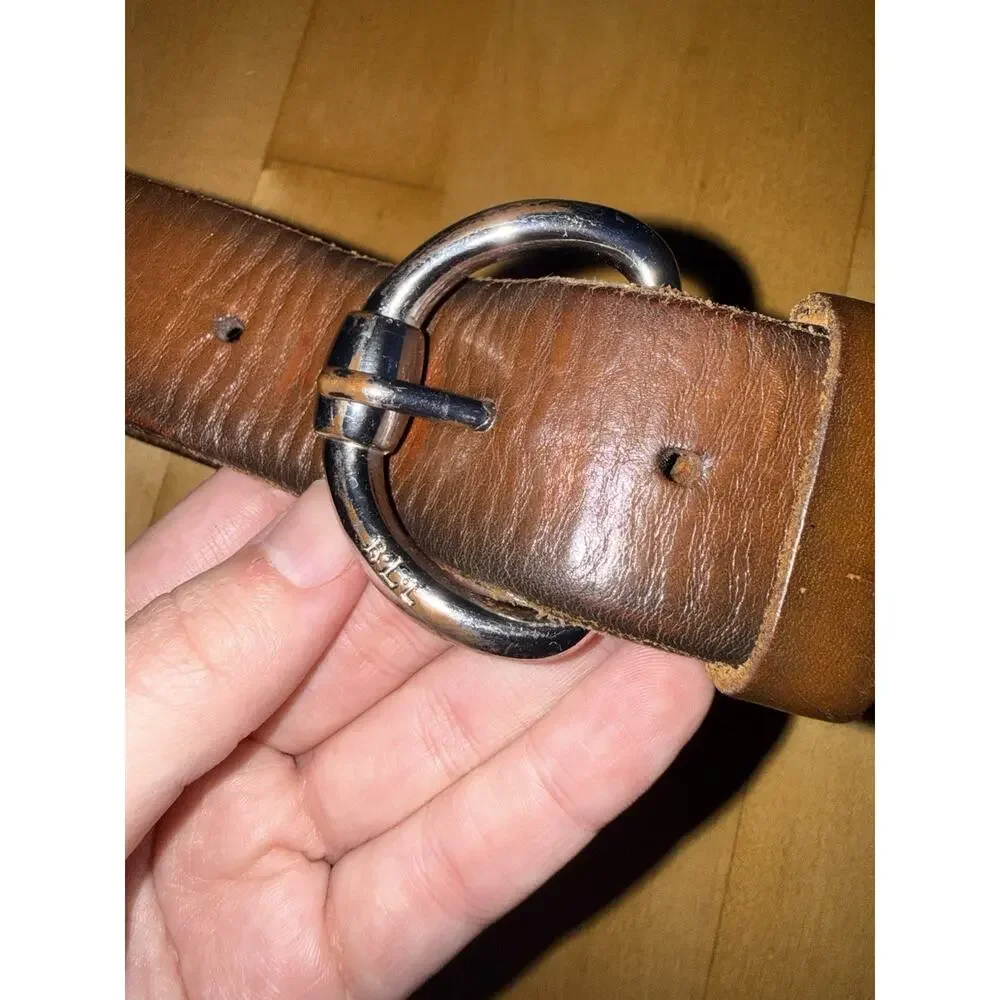 Lauren Ralph Lauren Brown Leather Silver Buckle Western Belt Small